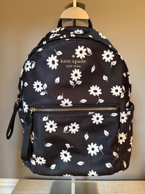 kate spade Black and White Daisy Print Backpack